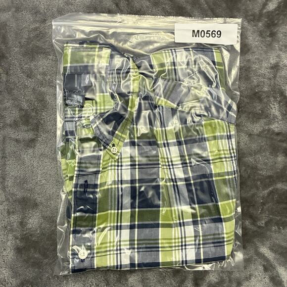 Brooks Brothers Plaid Button Down Shirt Mens Large Blue Green Short Sleeve - Picture 8 of 8